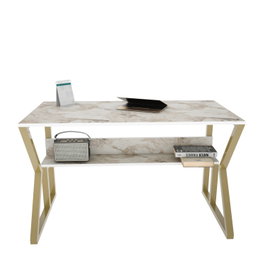 Hanah Home Wake Mesa de Estudio Blanco y Oro
